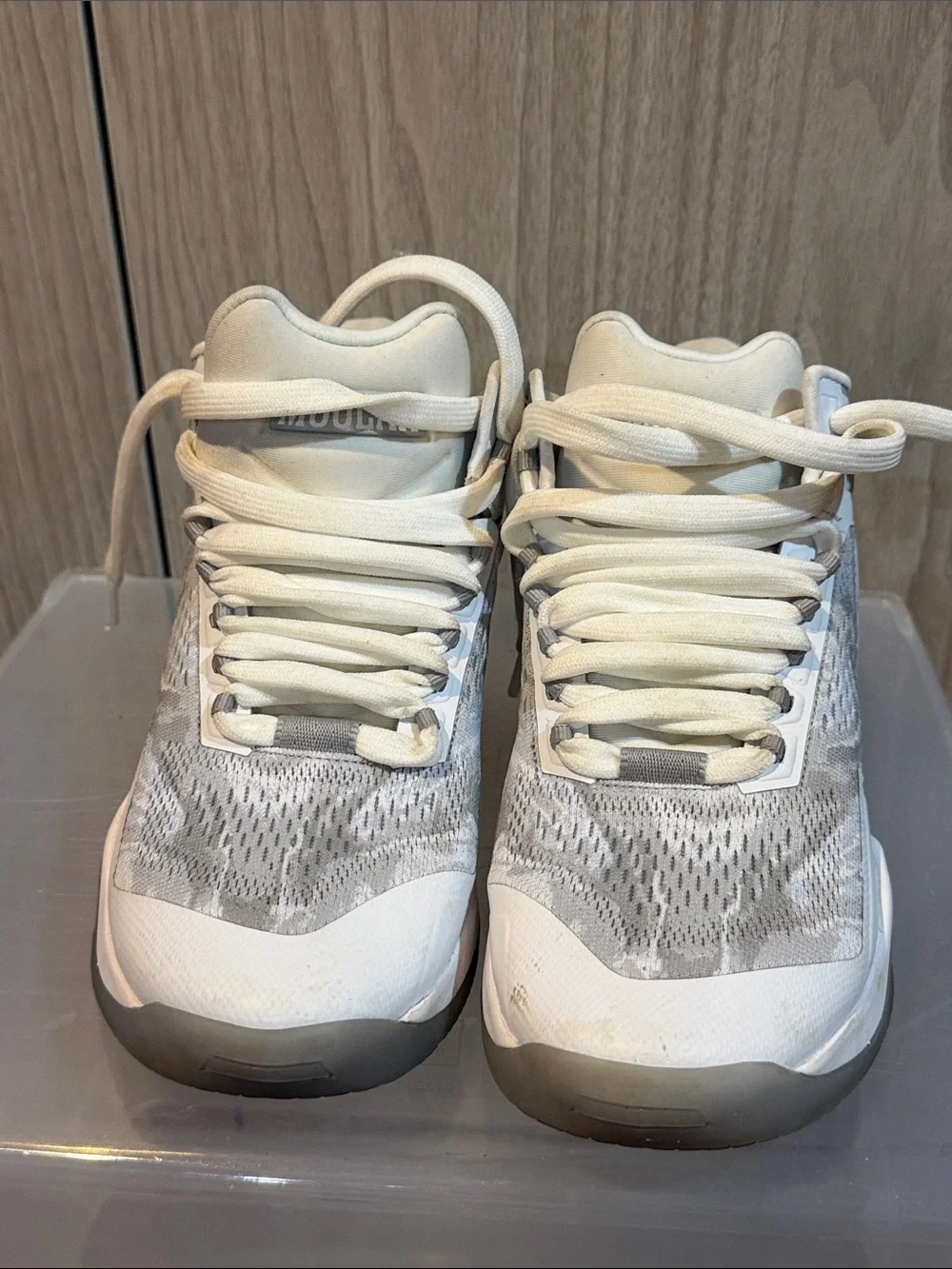 Women's White and Light Gray Athletic Sneakers